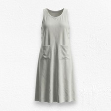 1990s Vintage Beige Midi Side Button Sleeveless Minimalist Jumper Dress Size XL