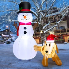 6FT Christmas Inflatables Snowman and Dog 2025 NEW LED Outdoor Decoration