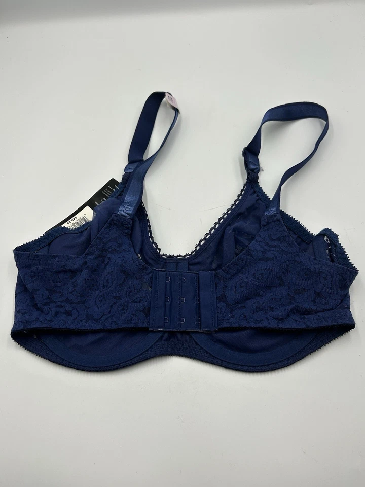 Sujetador de encaje Bali Lace 'n Smooth Comfort-U espalda figura completa 3432 azul marino 36D nuevo con etiquetas Foto 2 de 4