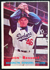 1957 Topps #178 DON BESSENT Brooklyn Dodgers MLB baseball card EX