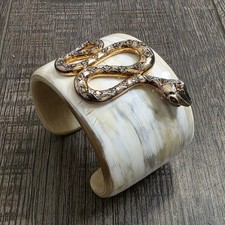 Brazalete Ross Simons Cuerno Tallado SS Citrino Serpiente Serpiente NUEVO CON ETIQUETAS - Caja (0730)