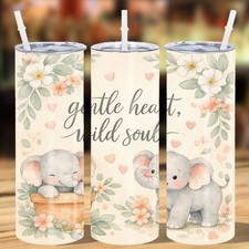 Baby Elephant Floral Art 20oz Stainle...