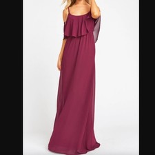 Show Me Your Mumu Caitlin Ruffle Maxi Dress in Merlot Chiffon sz M