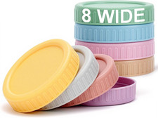 8PCS Wide Mouth Mason Jar Lids, Plastic Mason Jar Canning Lids Tops, Reusable Le