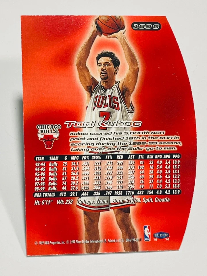 TONI KUKOC 1999-00 Fleer Ultra GOLD MEDALLION Parallel 109G Bulls - Image 2 of 2