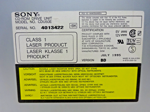 SONY CDU50E * 5,25" interno* CD-ROM UNIDAD IDE #LW1098 - Imagen 3 de 3