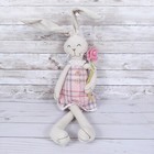 Fabric Bunny Shelf Sitter Wired Ears Plaid Dress Easter Spring