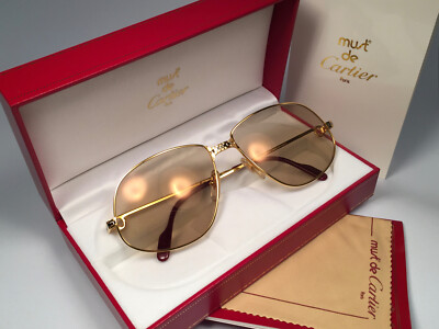 VINTAGE CARTIER PANTHERE 63 GOLD SUNGLASSES FRANCE 18K GOLD HEAVY
