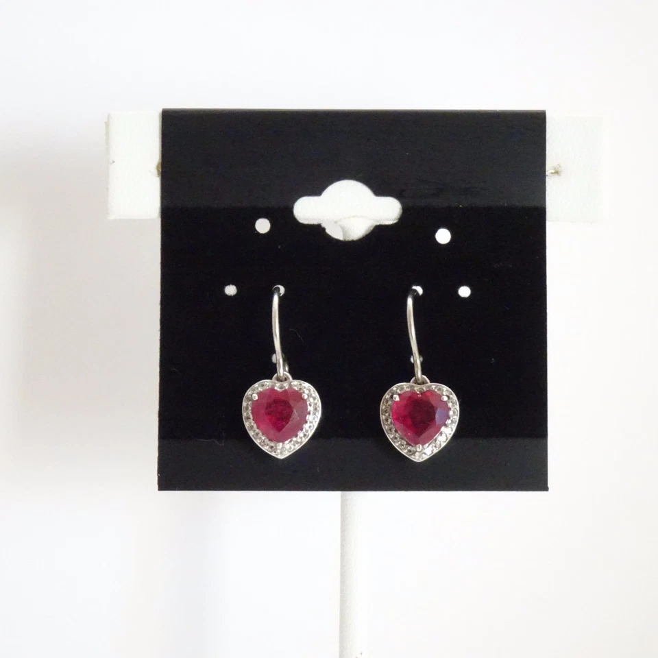 Heart Shape Mahaleo Ruby 2.96ctw w/ .19ctw White Topaz Sterling Silver Earrings - Image 4 of 4