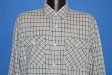 vintage 80s LEVIS BLUE BROWN PLAID FLANNEL BUTTON FRONT MENS SHIRT LARGE L