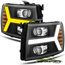 Sequential Led Fit 2007-2013 Chevy Silverado Black Projector Headlights
