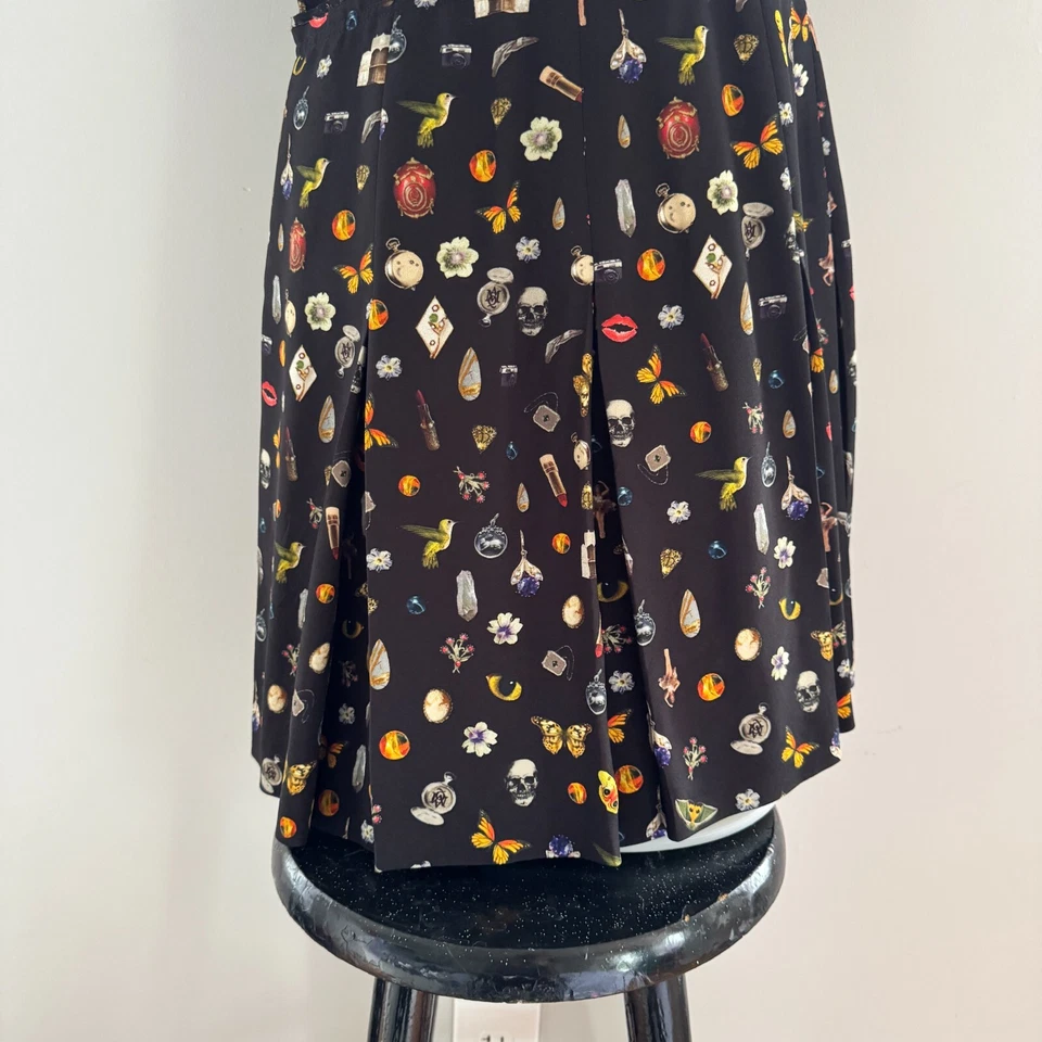 ALEXANDER MCQUEEN Black All Over Print OBSESSION Dress Sarah Burton I Spy 46 - Image 3 of 4