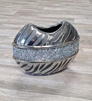 Vase,Formano,Silber,16X20Cm,Keramik,Relief,Dekoration,Geschenk,Blumenvase,Neu💐