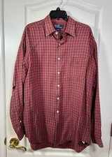 Polo Ralph Lauren Crane Shirt Men's Large Red Green Plaid Classic Button Down