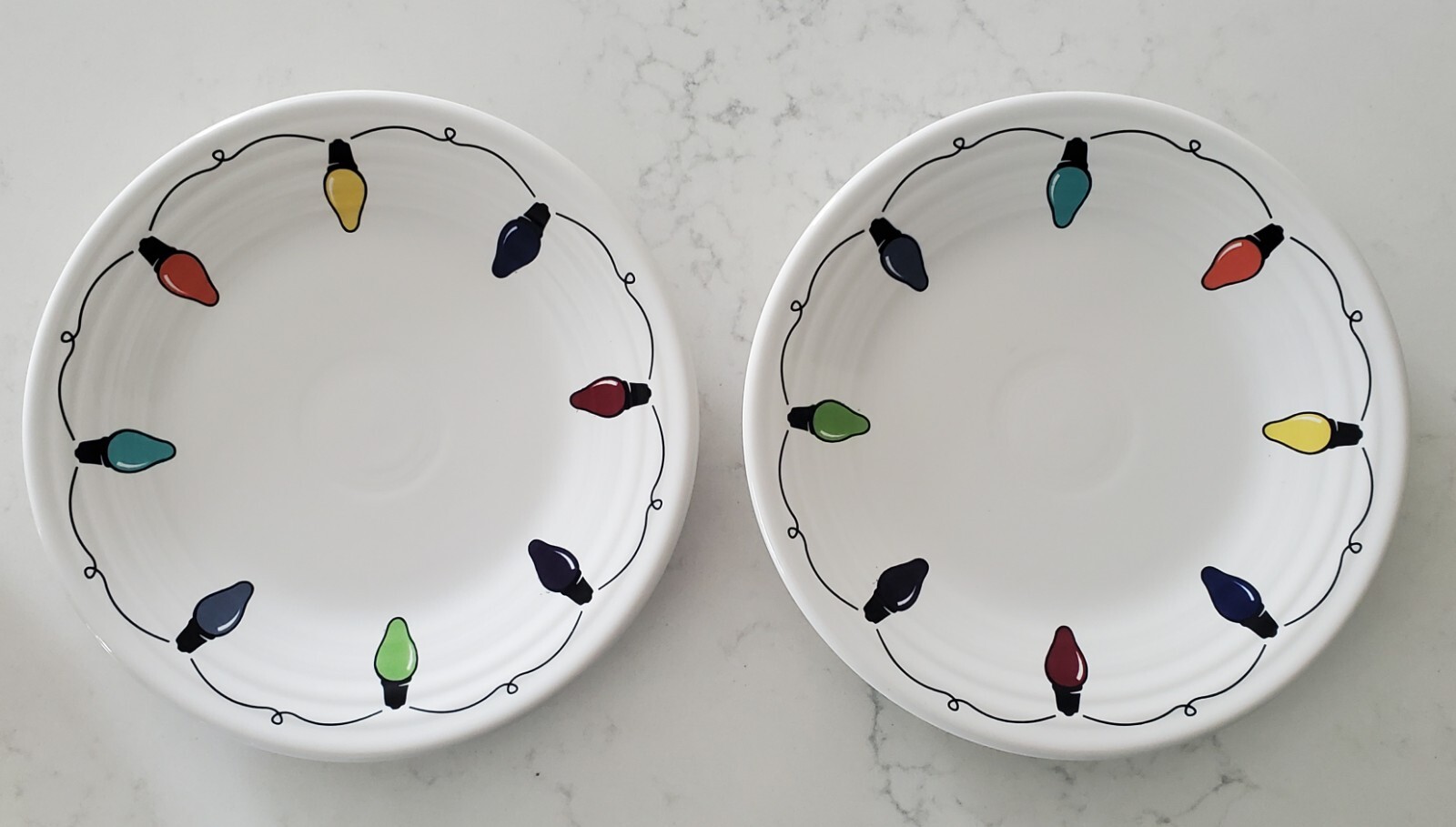 Set Of Two 2007 Fiesta Christmas String O Lights Luncheon Plate