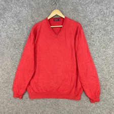 Gazman Mens Jumper Size L Large Red V-Neck Cotton Knit Long Sleeve 14208