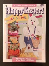 Happy Easter Plastic Canvas Pattern Leaflet Carrots Basket Bunny 1995 Garland