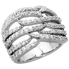 Women 925 Sterling Silver Rhodium Plated, Freeform Ring Band