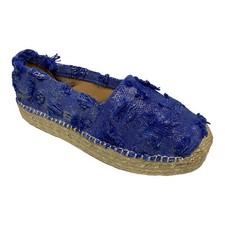SCARPE ESPADRILLAS SANDALI DONNA MNG COLLECTION 18997 BLU COTONE ORIGINALE PE