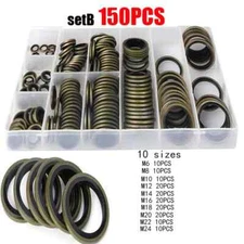 150/100pcs Bonded Seal Sealing Ring Assortment Kit Oil Drain Screw Washer Seals