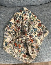 Vintage Retro Floral on Tan Bandana Scarf Peach Orange Teal Green Flowers 39x20  