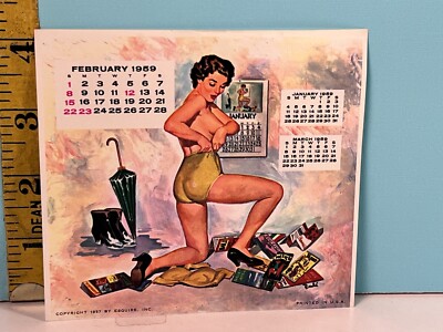  1959 AL BUELL Pinup Calendar Page ''FEBRUARY''  
