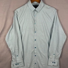 Mizzen Main Leeward Men’s Button Up Shirt Medium Blue Coin Geometric Performance