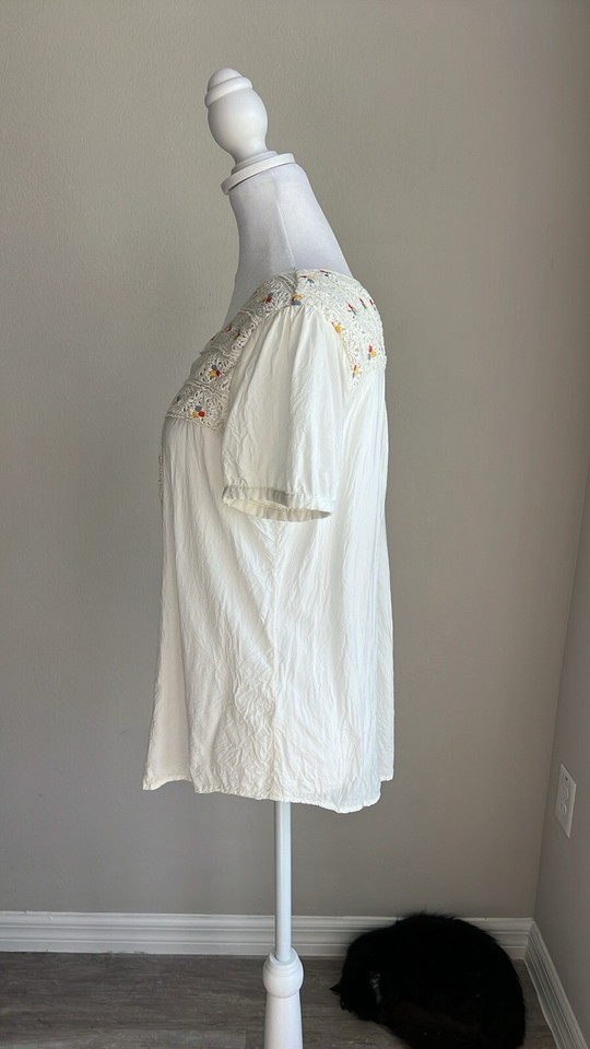 comme toi women’s off white short sleeve embroidered blouse eBay