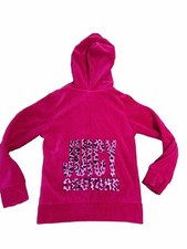 juicy couture Girls Size 6 Pink Velour Zip Up Hoodie Sz 6 Leopard