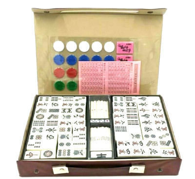 Vintage Complete 144 Tile Mahjong Set 104 Tile Sticks 6 Die Case Japan