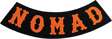 NOMAD Orange on Black Iron on Sew on Bottom Rocker Large Back Patch for Jacket V
