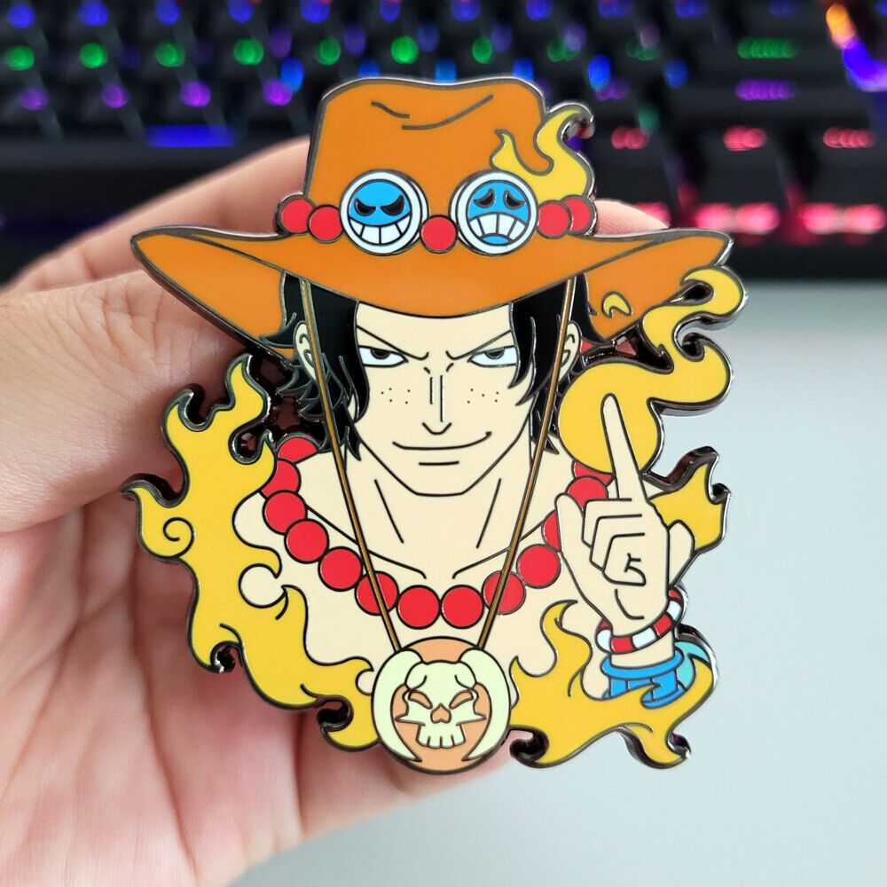 Anime ONE PIECE / Portgas·D· Ace Metal Enamel Badge Backpack