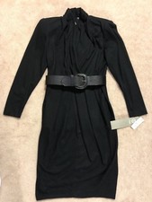 Vintage 90's The Kollection Ltd. wool/acrylic sz 6 black tulip dress BNWT $165