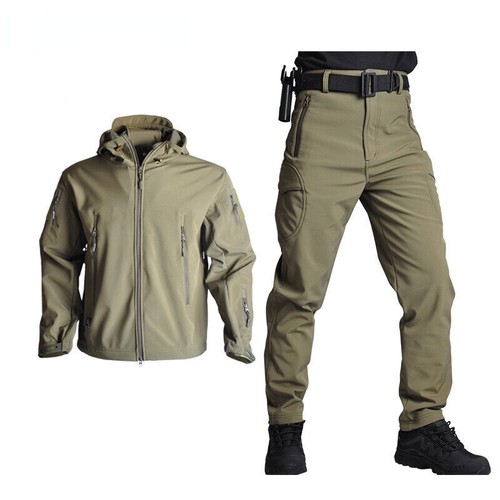 Hunting Jacket Suits Waterproof Tactical Men Soft Shell Camo Suit Coats+Pants
