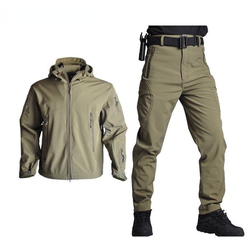 Hunting Jacket Suits Waterproof Tactical Men Soft Shell Camo Suit Coats+Pants - Afbeelding 1 van 17