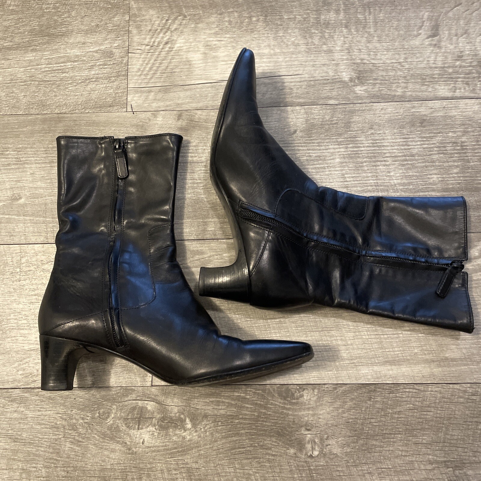 Leather Y2K Ankle Boots Sz 8m Made In Brazil