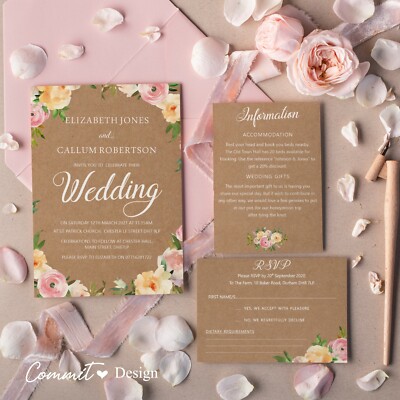 Personalisiertes Hochzeitseinladungsset - Informationskarte - RSVP-Karte Abend (W1)