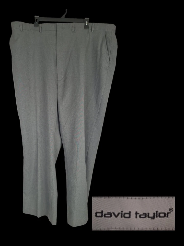 Flexslax II Pants Mens 48X30 Solid Gray Flat Front David Taylor - Image 2 of 4