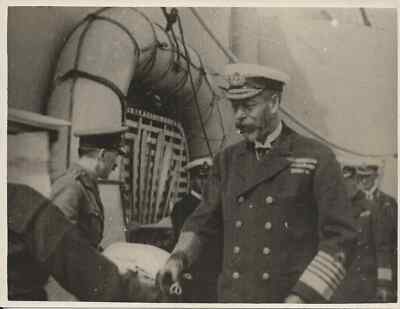 Royalty, George V, Inspecting Naval Ship, 8 x 6'' press photo, early 1930's