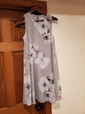 Calvin Klein Gray Dress With White Flowers Size 10