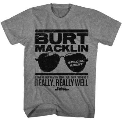 Parks and Recreation Burt Macklin Special Agent No Idea Men's T Shirt