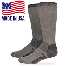 Realtree Mens Outdoor Merino Wool Warm Cushion Heavy Work Crew Boot Socks 2 Pair