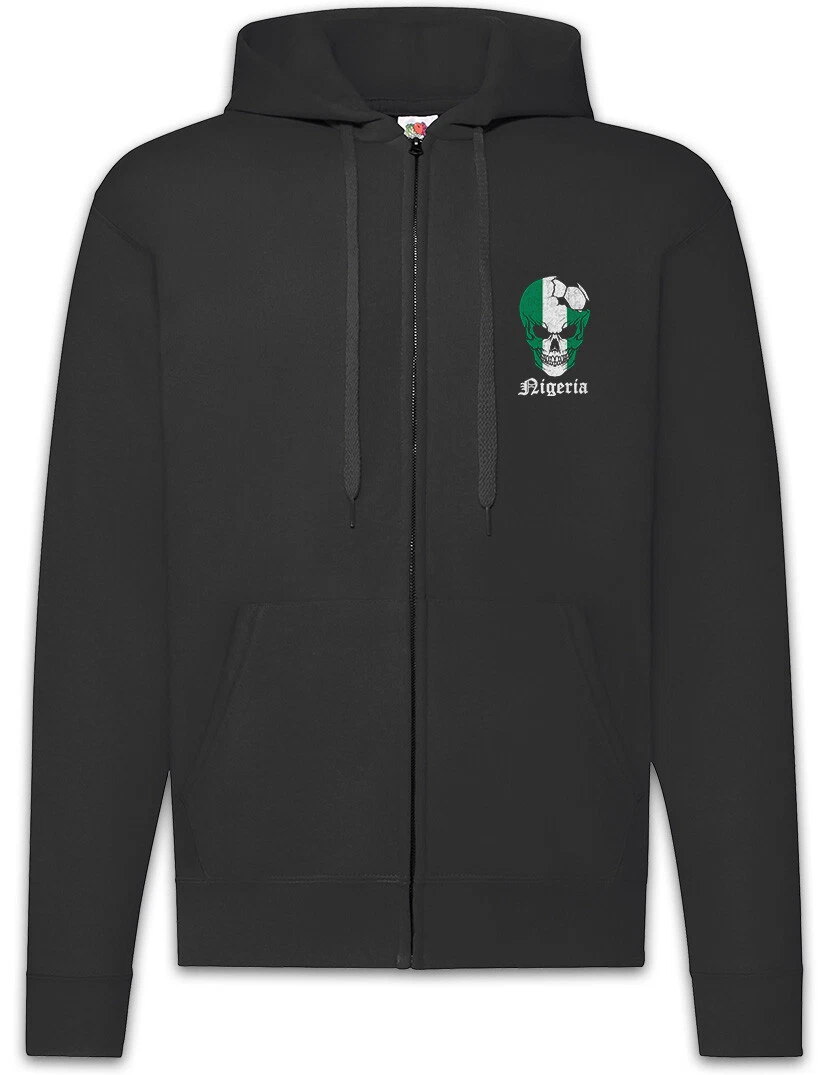 Nigeria Football Skull I Zipper Hoodie nigerian Soccer Flag World Championship