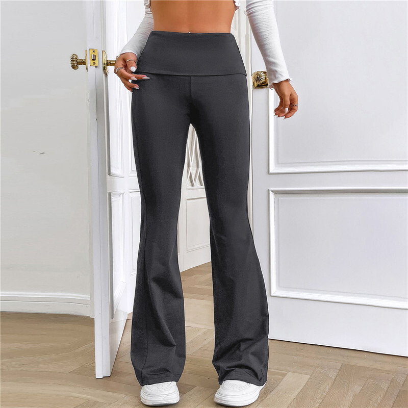 Sarouel Femme Womens High Waist Flare Bootcut Yoga Straight Pants