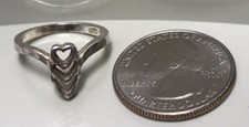 SIZE 6 2.4g TRIPLE LOVE HEARTS ARTISAN MADE STERLING SILVER BAND RING MARKED