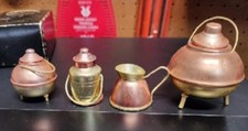 Vintage Miniature Copper And Brass Dollhouse Decor Pitcher Can Pot
