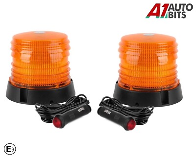 LED Erholung Warnleuchte Stroboskop blinkende magnetische Leuchtfeuer gelb Lampe X2 12 V 24 V