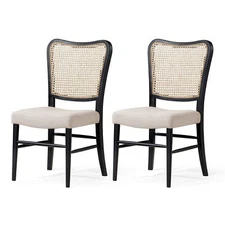 Maven Lane Wooden Chair, Antique Black & Dove Weave Fabric, Set of 2 (Open Box)