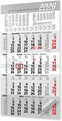 KAMBER OFFICE Kalender 2026 Wandkalender 4-Monats Planer groß Bürokalender Viermonatskalender