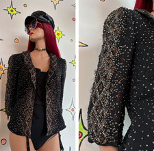 Adrianna Papell Evening Essentials Beaded Silk Blazer Maximalist Formal XL